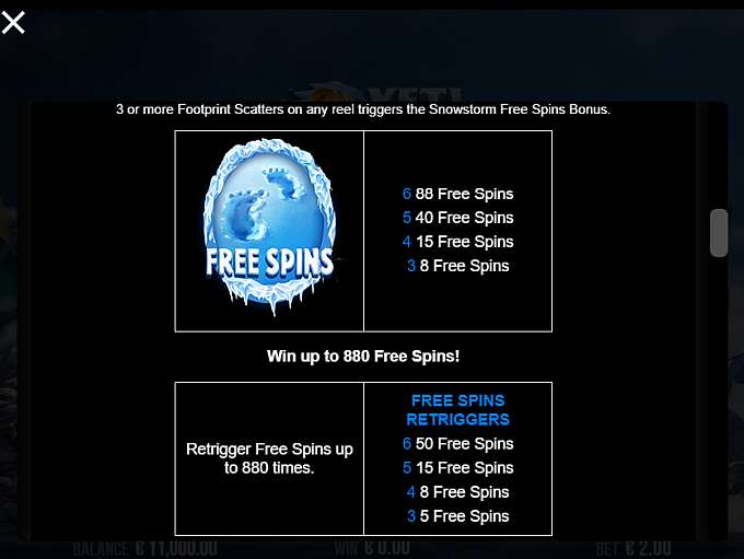 9K Yeti Free Spins Rules