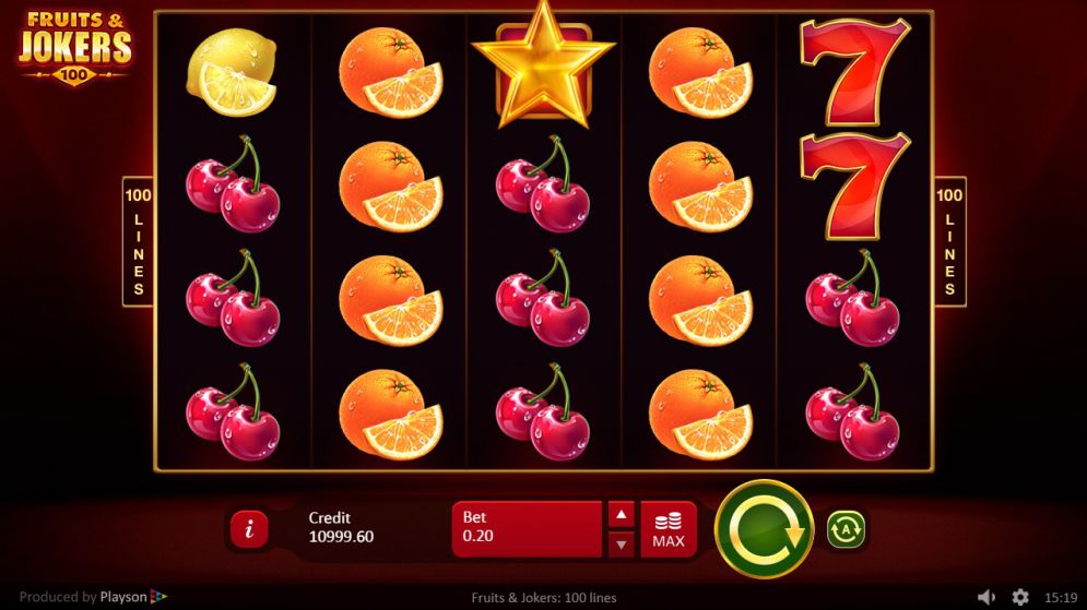 Fruits & Jokers: 100 Lines Slot Gameplay